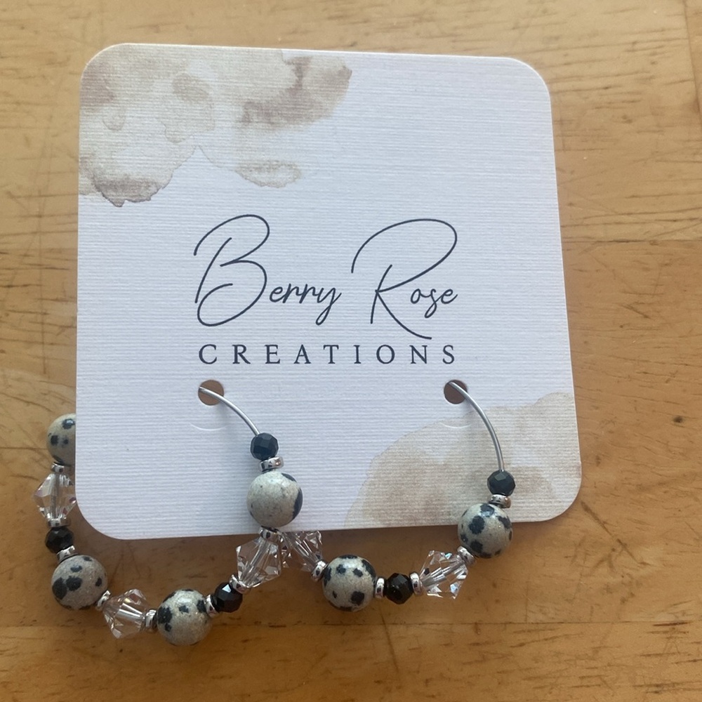 Dalmatian Jasper hypoallergenic stainless earrings Handmade by berry rose New